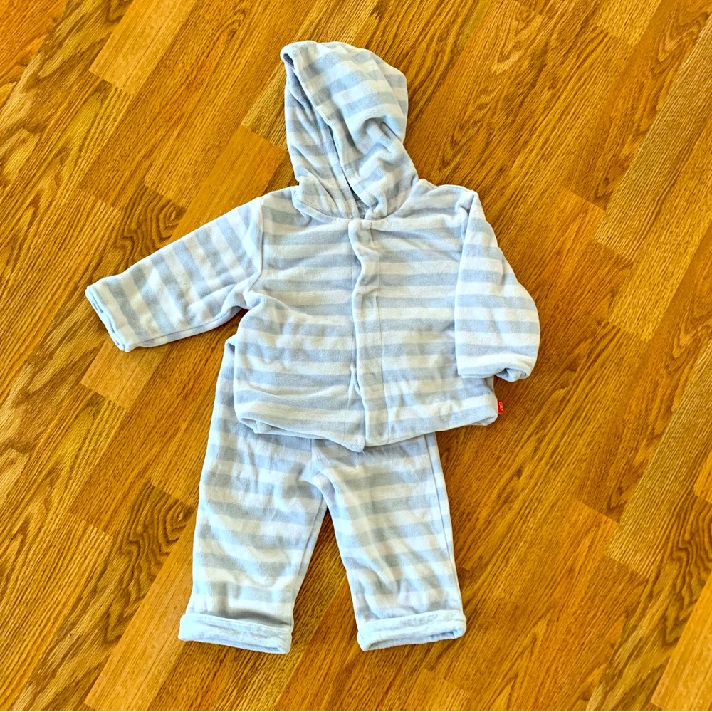 Magnetic Me Light Blue and White Striped Hooded Matching Set